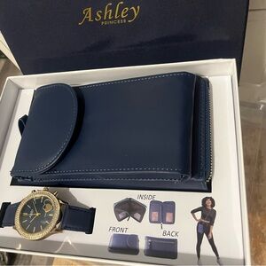 Ashley Princess Navy Blue Wallet and Watch Set